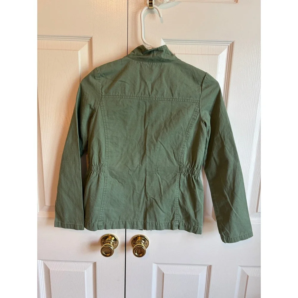 The Childrens Place Girls Green Utility Field Jacket Size L 10/12 Cotton Coat